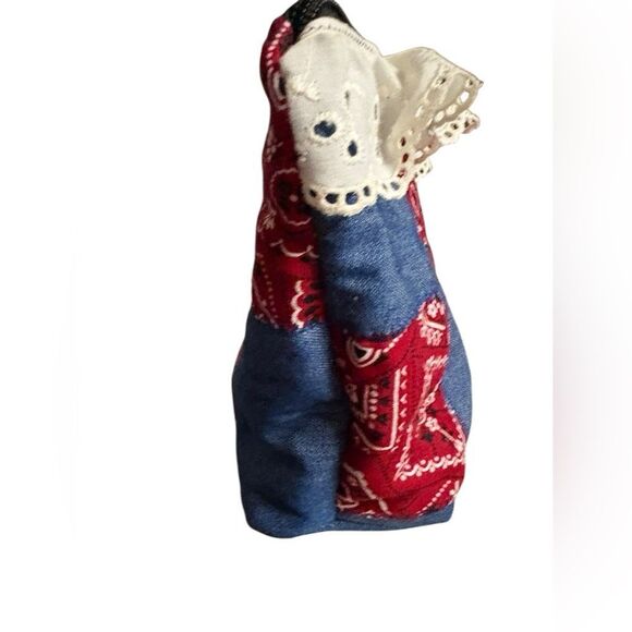 Denim and Red Bandana Cosmetic Bag - Picture 2 of 4